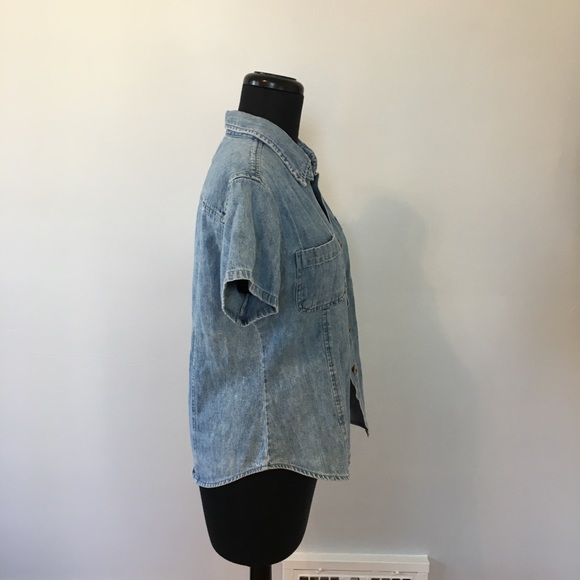 VTG 90s Maurices Chambray Button Down Short Sleeve, M - Picture 4 of 7